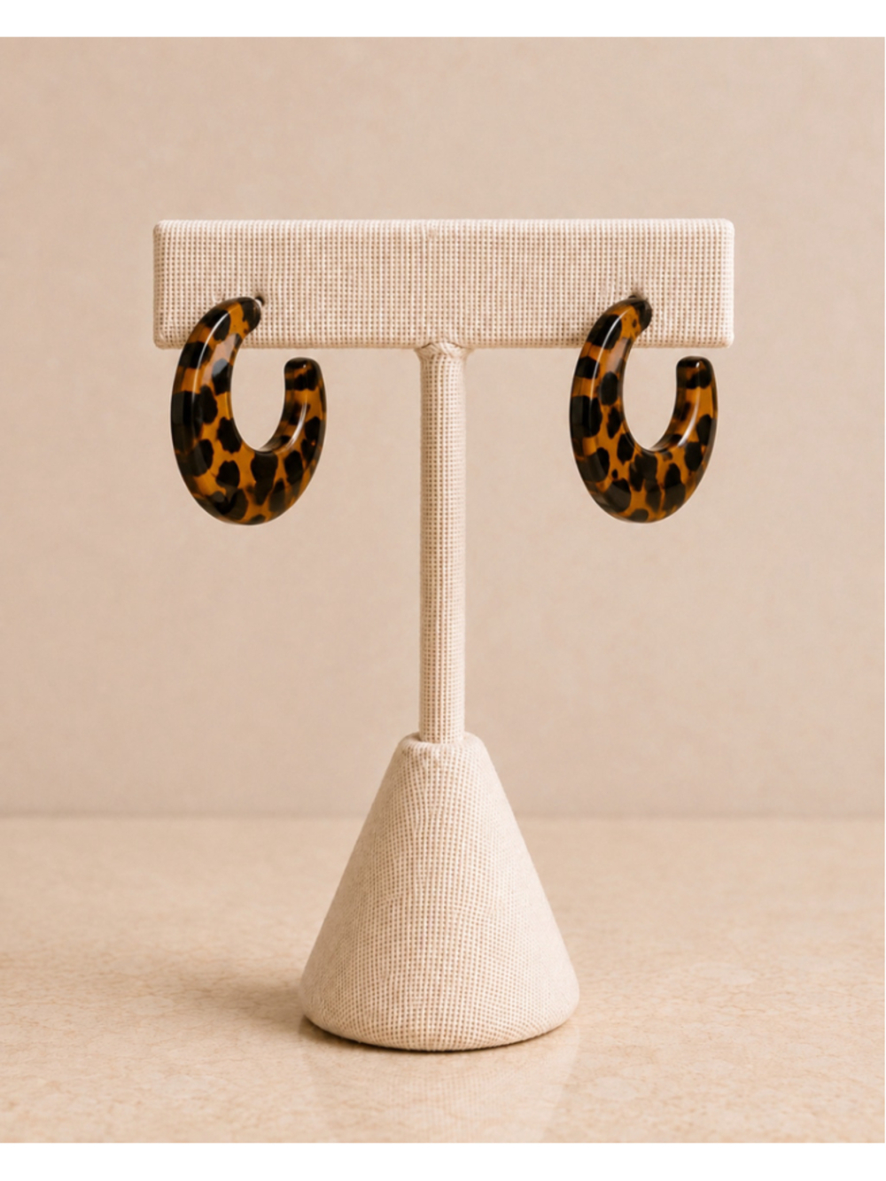 Tortoise Shell Resin Hoop Earrings Lightweight Open Circle Statement Earrings